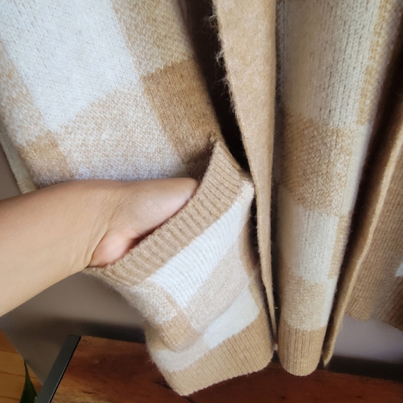 LOFT Women’s Open Front Ribbed Cardigan Beige & White Knit Size M NWT Soft - Picture 3 of 9